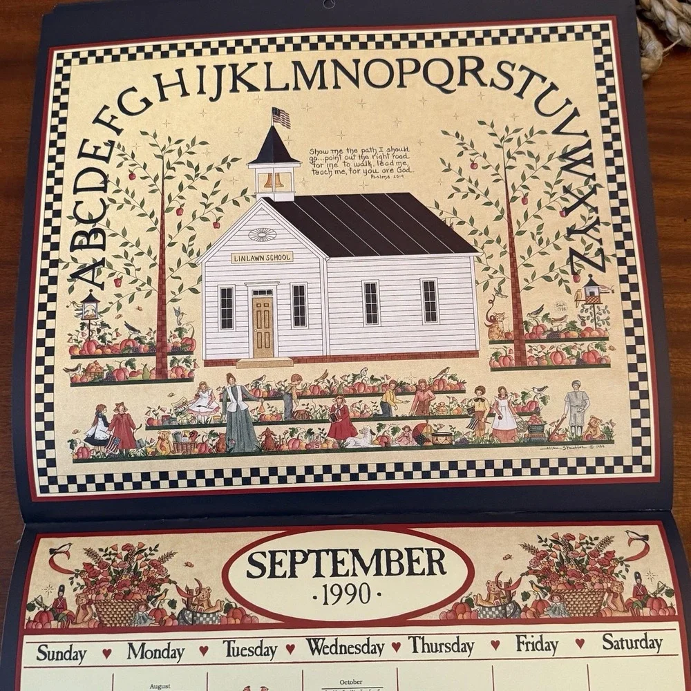 1990 Country Sampler Calendar – 12x12‎ – Folk Art Cottagecore Grannycore